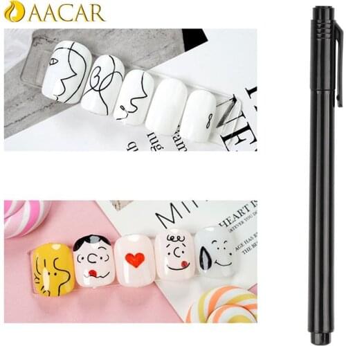 1pcs Design Dot Painting Detailing Pen Brushes DIY Nail Art Adorn Tools Nail Art Graffiti Pen Black Color UV Gel Polish
