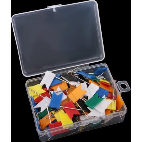 100pcs Flag Push Pin Marker Marking Pins Tacks Thumbtack for Notice Cork Board World Map