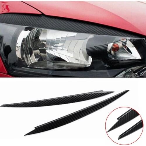 2 x Headlight Eyebrow Eyelid Cover Trim for VW Golf 7 VII GTI GTD R MK7 2013-2017 Carbon Fiber Eye-catching Show Easy Install