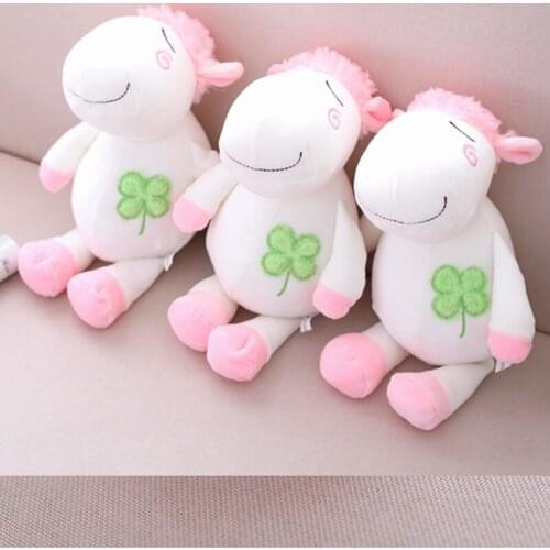 3 PCS A Lot 24 cm Soft Sheep Plush Toy Four Leaf Clover Stuffed Cute Lamb Doll for Baby Sleeping Bed Doll Lovely Birthday Gift