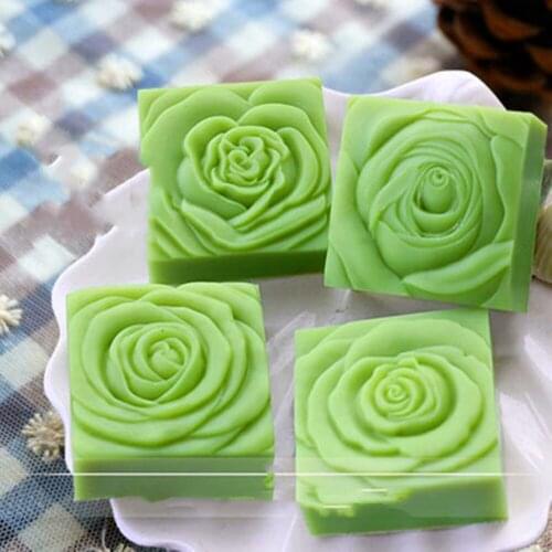 4 Cavities Flower Soap Candle Wax Mold Mousse Cake Mould One Silicone Molds for Four Design Flower Soap Candle Resin Crafts