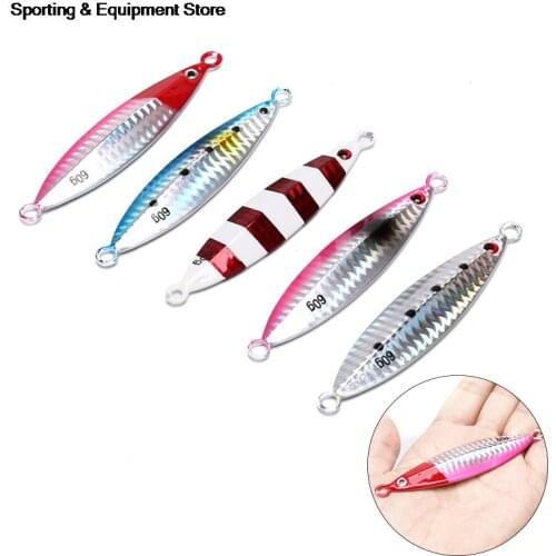 60g Sinking Slow jig Shake Metal Jigging Fishing Spoon Iron Plate Luminous Baits Hard Lead Deep Sea Fishing Jig Lures