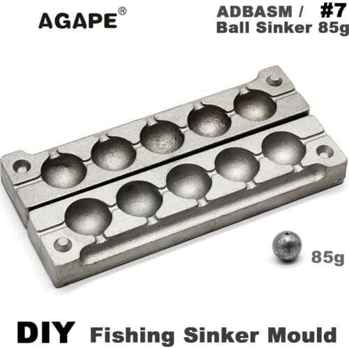 Agape DIY Fishing Ball Sinker Mould ADBASM/#7 Ball Sinker 85g 5 Cavities