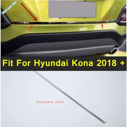 Lapetus Accessories For Hyundai Kona 2018 - 2021 Stainless Steel Rear Trunk Tailgate Door Tail Bottom Lid Streamer Cover Trim