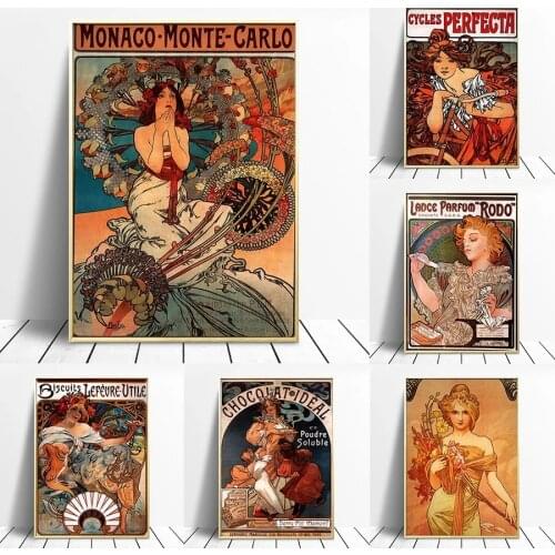 Alphonse Mucha Canvas Posters and Prints Art Retro Woman Canvas Painting Art on The Wall Art Picture for Home Decoration Cuadros
