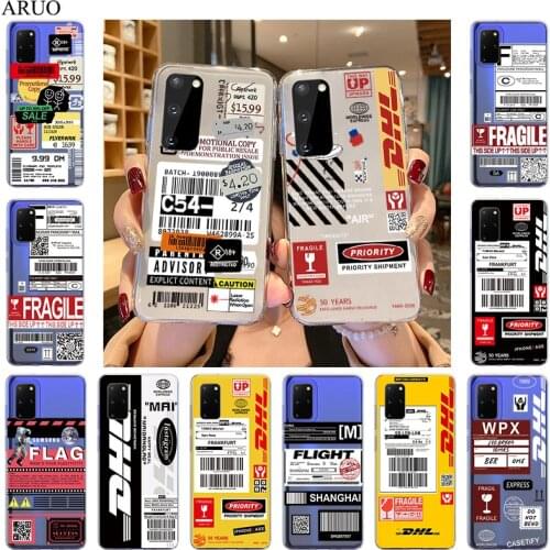 Dhl Express label Bar Code Phone Case For Samsung Galaxy S20 S20FE Ultra S10 Lite S8 S9 Note 20 10 Pro 9 8 TPU Soft Back Cover