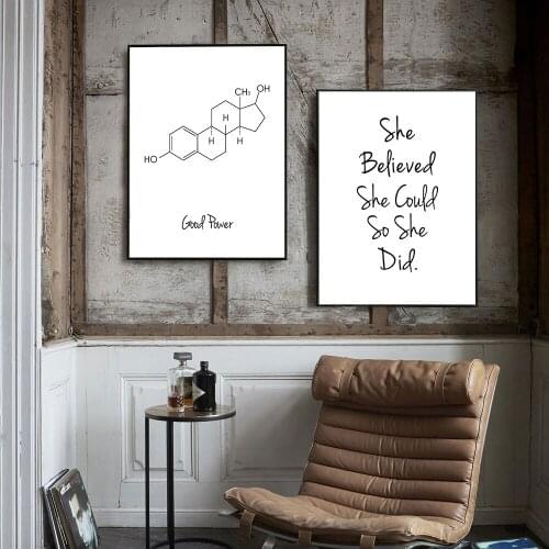 Girl Power Poster Estrogen Molecule Canvas Painting Woman Empowerment Wall Art Print Modern Picture For Living Room Home Decor