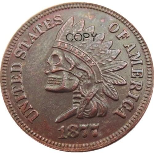 Hobo nickel US(08) 1877 Indian Penny skull zombie skeleton hand carved Copy Coin