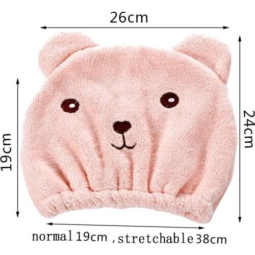 Good Hygroscopicity Thick Coral Fleece Super Absorbent Animal Quick-drying Hooded Shower Cap