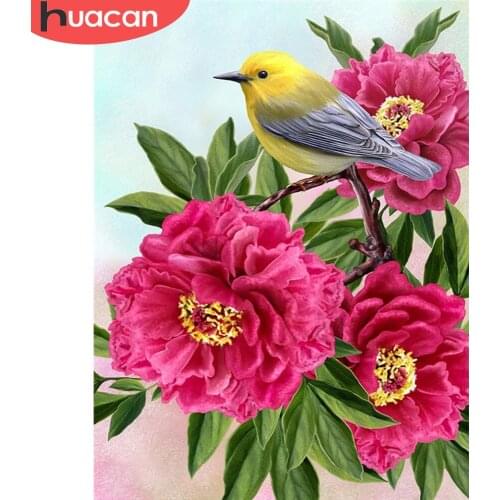 HUACAN 5D Diamond Painting Bird Animal Full Drill Square Diamond Embroidery Flower Mosaic Cross Stitch Sale Home Decoration