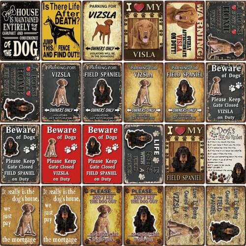 [ Kelly66 ] Pet Warning Dog Rule With Visla Field Spaniel Metal Sign Home Decor Bar Wall Art Painting 20*30 CM Size DG-28