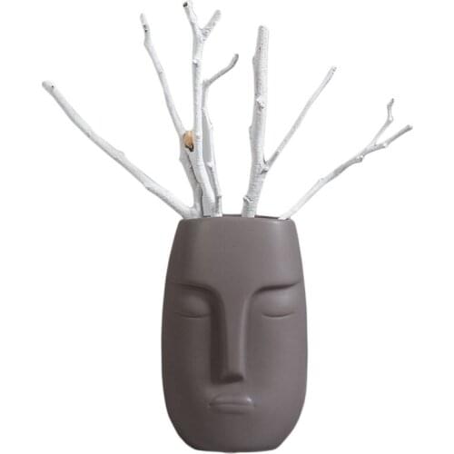 Ceramic Face Vase Nordic Abstract Flower Pot Balcony Garden Office Ornaments Living Room Desktop Decoration Desk Accessories