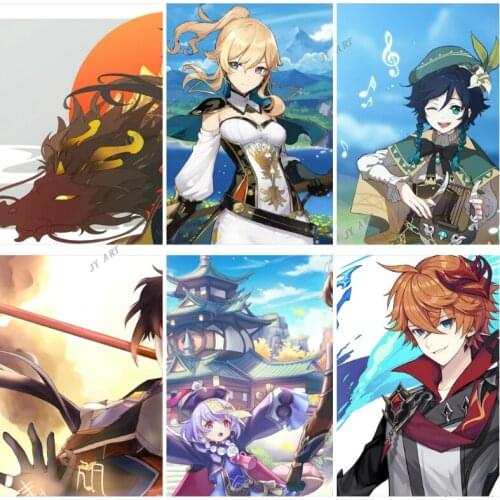 Classic Posters Zhongli Genshin Retro Classic Japanese Anime Home Decor Canvas Painting Poster Picture Print Child Wall Decor