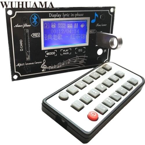 Black Lyric Show LCD Capacitive Touch Screen Remote SD MP3 Player IR Controller Module USB WMA WVA FLAC LRC Bluetooth Radio