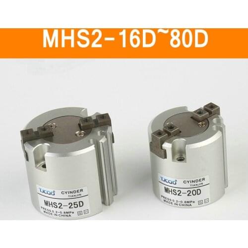 MHS2 16D 20D 25D 32D 40D 50D 63D 80D Parallel Style Air Gripper 2 Finger SMC Type Rotating Double Act Jaw Cylinder Bore 16-80mm