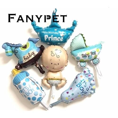 6pcs Cute baby shower foil balloons Baby Boy girl air Balloons for 1st Birthday Party Decorations Kids toy blue pink Baloon Toy