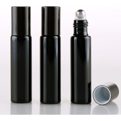 Refillable Thick 5ml Empty Roll on Glass Bottle Frosted BLACK for Essential Oil Perfume Bottle Metal Roller Ball 800pcs By DHL