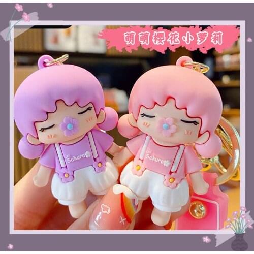 Cartoon Sakura Mouth Little Lolita Keychain Cute and Adorable Bag Pendant Creative Female Small Gift Personality Car Keychain