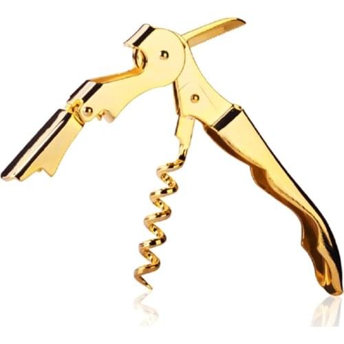 Multi-Use Bottle Opener Gold Plated Corkscrew Double Hinge Waiters Wine Key Bottle Opener Bar Home Office Kitchen MUMR999