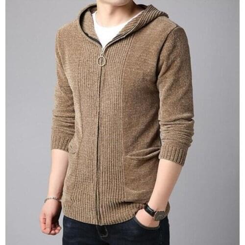 Mens Knitted Pullover Solid Long Sleeve Turtleneck Sweaters Zip Wool Fleece Winter Coat Comfy Clothing