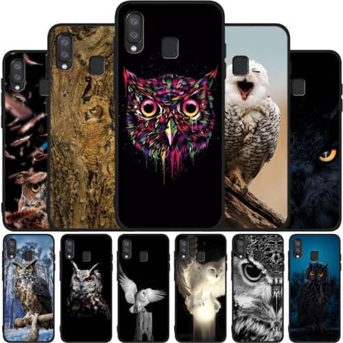 Animal Owl Black Soft Phone Case For Samsung A10 A20 A30 A40 A50 A70 A21 A31 A51 A71 A41 A32 A42 S52 A72 A6 2018 Cover