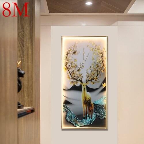 8M Wall Sconces Lamps Contemporary Deer Figure LED Rectangle Mural Light Creative For Home