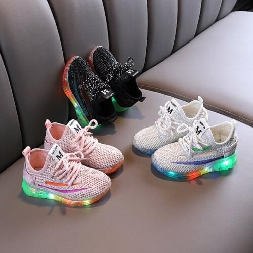 2021 new style childrens shoes with lightschildrens casual shoes, girls' shoes, boys' shoes breathable mesh shoes, sizes 21-30