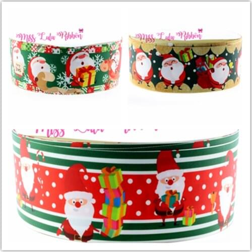 New 6mm-75mm Merry Christmas! Printed Grosgrain Ribbon Hair Clip DIY handmade hair accessories for party Festival 50Yards