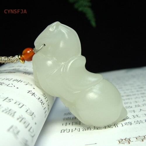 CYNSFJA New Real Rare Certified Natural Hetian Jade Nephrite Lucky Wealthy Pixiu Jade Pendant Hand Pieces High Quality Carved