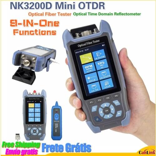 NK3200D Optical Fiber Tester Mini OTDR Optical time domain reflectometer Singlemode 24dB/22dB 64km 9 Functions 1310/1550 FC/UPC