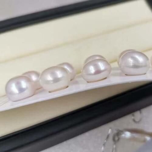 Wholesale 12 pairs 11.5-12.5mm half round white freshwater pearl half drilled