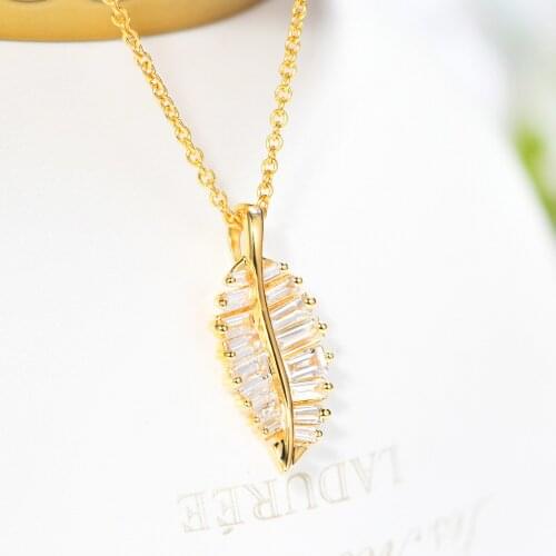 New Fashion Bohemian Style Leaf Pearl Zircon Gold Pendant Necklace Women 925 Silver Collar Necklace Jewelry Chains for Jewelry