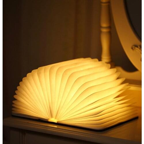 Portable 3D Creative LED Book Night Light Wooden 5V USB Rechargeable Magnetic Foldable Desk Table Lamp Home Decoration Durable