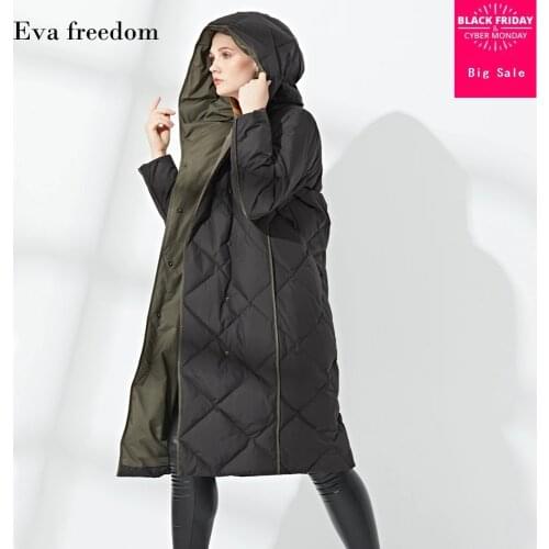 2020 new style rhombus stitcthing 90% white duck down jacket female hooded single breasted thicker warm longer down coat wq147