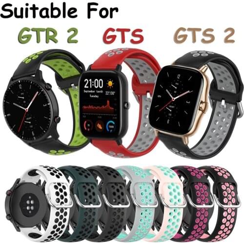 Double Color Watch Strap For Amazfit GTS 2 Silicone Wrist Strap For Xiaomi Huami Amazfit GTR 42 47mm GTR2 GTS 2 Mini Bracelet