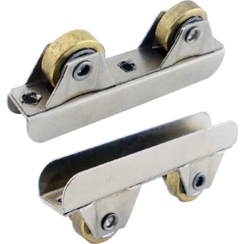4Pcs Cabinet Glass Door Rollers Pull Sliding door wheel Copper wheel with ball bearing for Bookcase Display Cabinet Collection