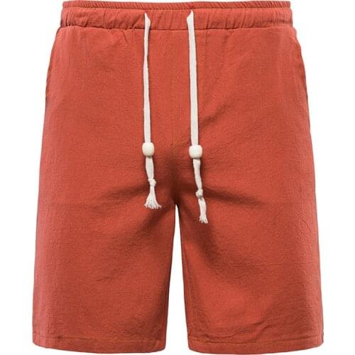 Mens cotton linen shorts fashion Home Solid color Breathable summer casual shorts Men Beach Shorts
