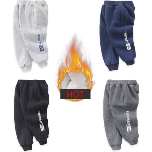Baby Boy Fleece-Lined Harem Pants Thicken Joggers Teenage bebe Boy Sport Winter Pants High Waist Warm Trousers With Elastic Band
