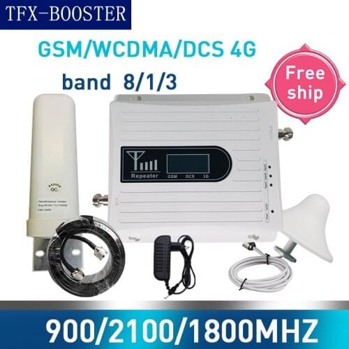 TFX-BOOSTER 4G Signal Amplifier 900 1800 2100 Tri-Band Booster 2G 3G 4G LTE 1800 Cellular Signal Amplifier 70db Signal Repeater