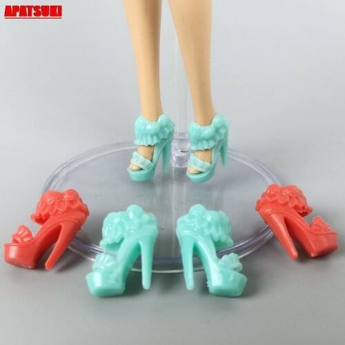 5pairs/lots Party Princess Doll Shoes For Barbie Doll High Heel Shoes Sandals For 1/6 Dolls Accessories Kids Toys Random Color