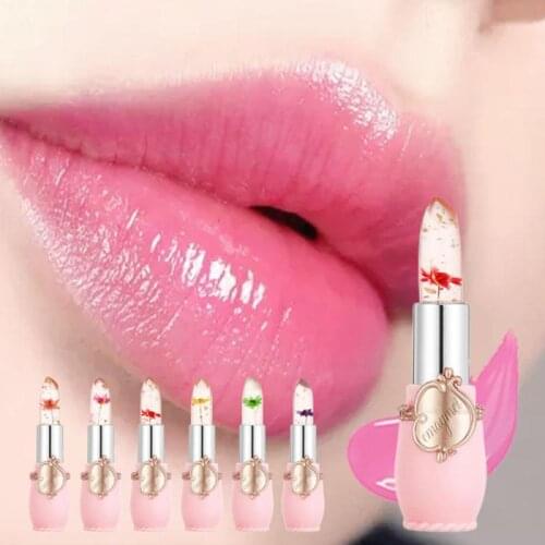 Moisturizer Lip Balm Gloss Transparent Jelly Flower Lipstick Temperature Color Change Waterproof Makeup Cosmetic Makeup Tool