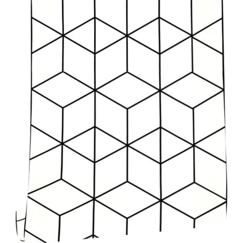 Geometric Lines Rhombus Peel and Stick Vinyl Film Wallpaper Removable Self Adhesive Wallpaper Bedroom Wall for Home Decoration