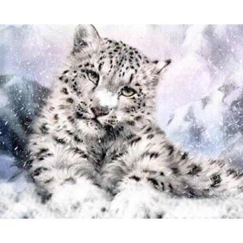 YI BRIGHT Diamond Painting Cross Stitch Snow Leopard Diamond Mosaic Animal Embroidery Handmade New Arrival Home Decoration