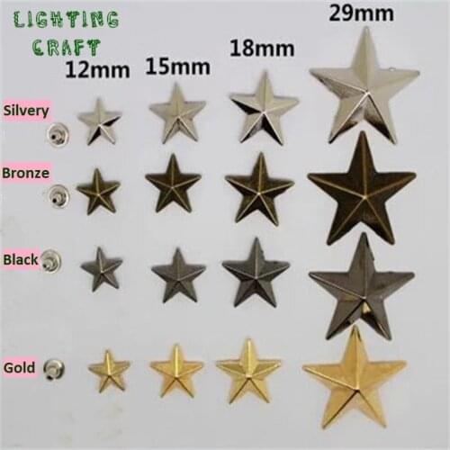 12mm Alloy Sewing Stars Rivet Golden/Black/Bronze And Silver Colors For Clothes/Shoes And DIY Crafts Handmade Project