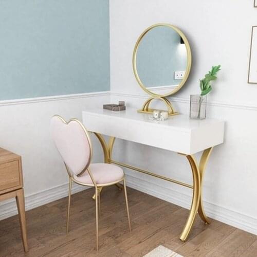 GY Nordic Ins Iron Solid Wood Dressing Table Simple Modern Dressing Table Small Apartment Bedroom Dresser