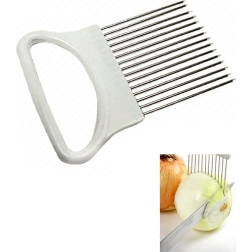 1pc Newest Onion Holder Slicing Guide Stainless Steel Prongs Holds Slice Aid Cutting Tomato Holder Cutter Kitchen Gadget(00233)