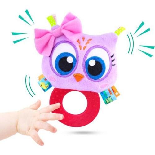 1Pcs Cartoon Newborn Baby Rattle Toy Plush Dog Cartoon Animal Baby Hand Graping BB Rattle Teether Educational Teething Toy