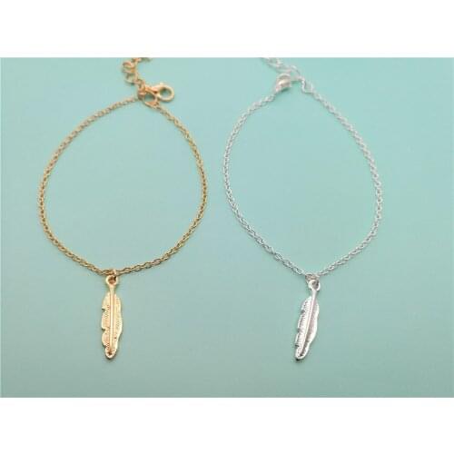 10PCS Angel Wings Long Feather Quill Bracelet Nature Pot Leaf Vine Bracelet Plant Olive Tree Fallen Leaf Charm Chain Bracelets