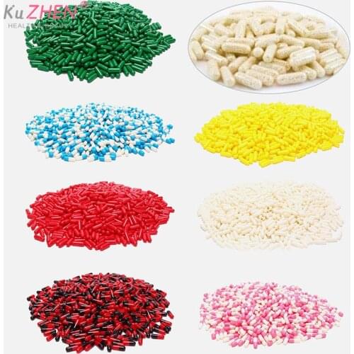 1000PCS Standard Size 00#1 Colorful Empty Capsules Empty Gelatin Clear Capsules Hollow Hard Gelatin Transparent Joined Capsules
