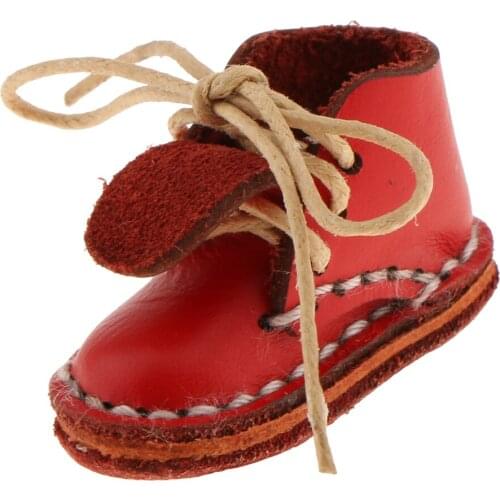 12 inch Dolls Casual Shoes Red Lace up Ankle Boots for 1/6 Blythe Doll